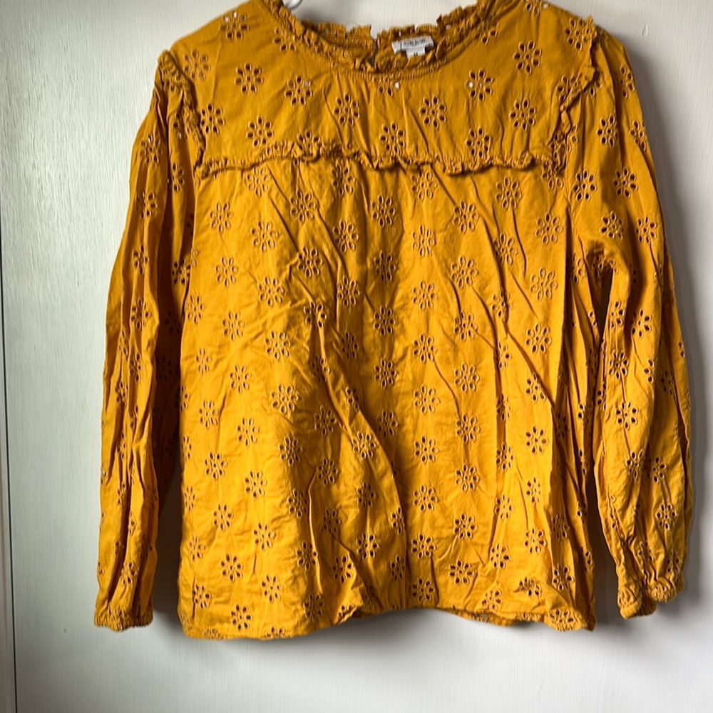 Yellow Eyelet Lace Women's Top